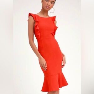Lulu’s Orange Midi Dress - M